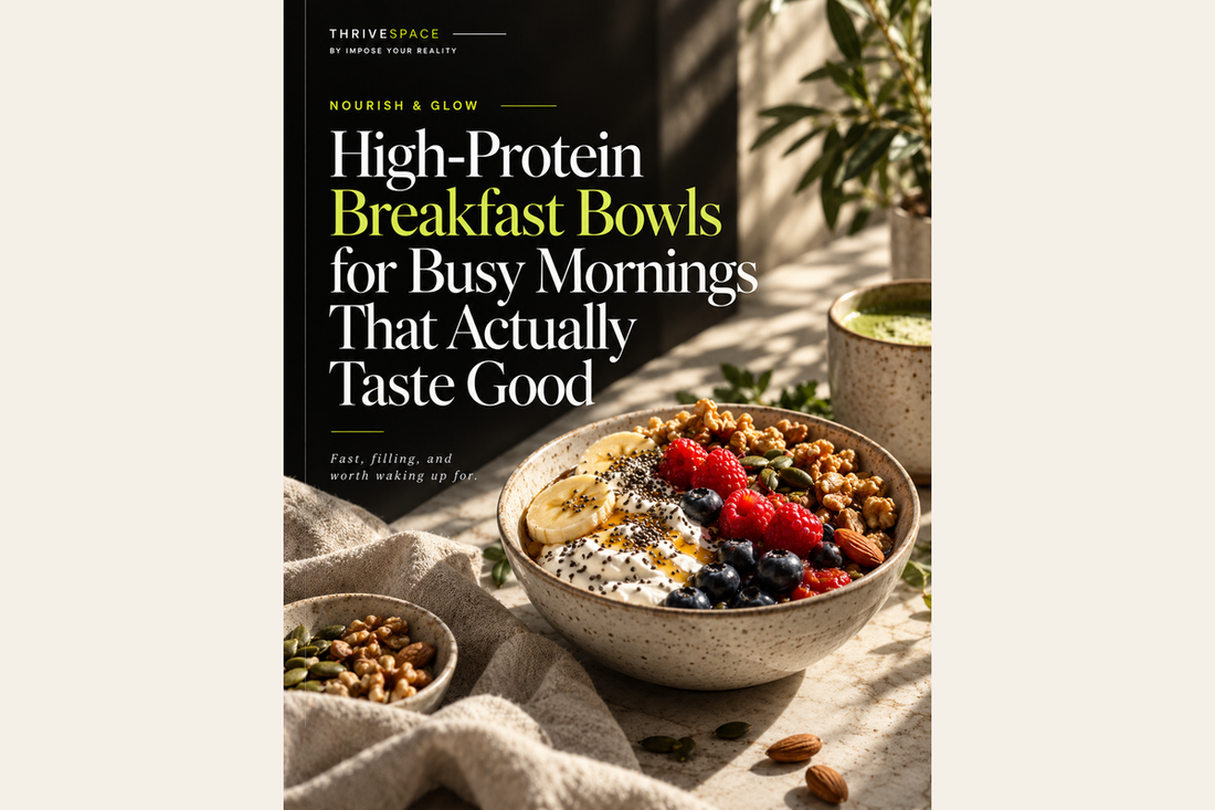 Nutritious breakfast yogurt bowl with fruit and seeds — ThriveSpace recipe editorial cover
